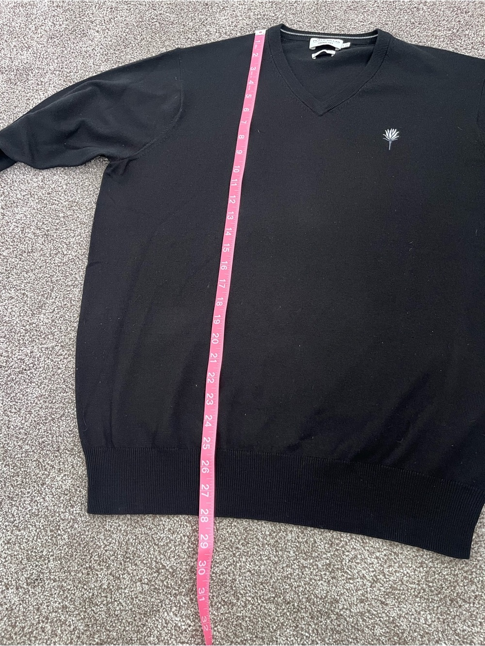 Peter Millar Black V-Neck Sweater with Contrasting Logo